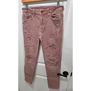 American Eagle Outfitters Next Level Flex Distressed Pink Jeans 30 x 32